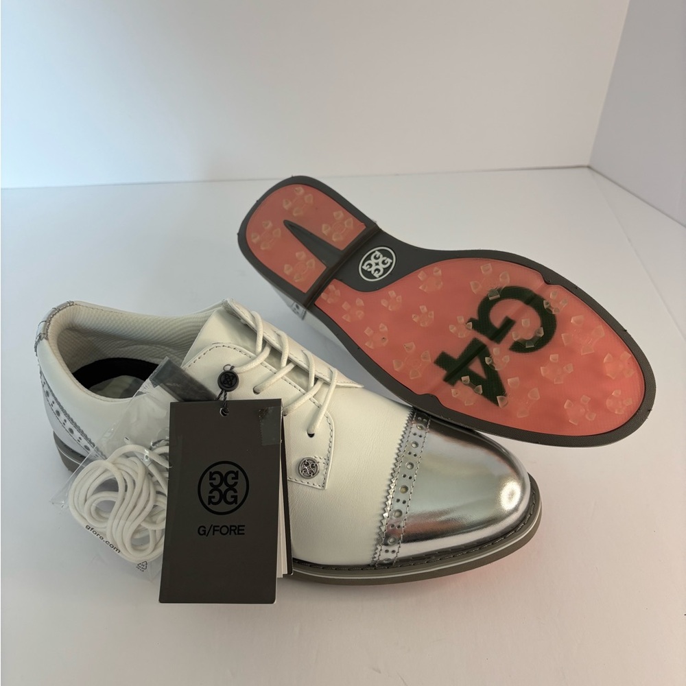 G/FORE White and Silver Oxfords with Modern Design